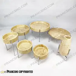 ست ظروف پذیرایی سنگی پایه میخی نقره‌ای سنگ پارادایس نسکافه‌ای