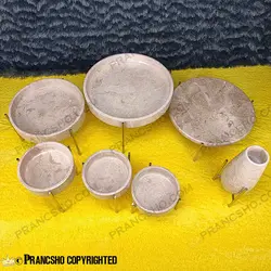 ست ظروف پذیرایی سنگی پایه میخی نقره‌ای سنگ پارادایس نسکافه‌ای