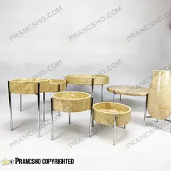 ست ظروف پذیرایی سنگی پایه میخی نقره‌ای سنگ پارادایس نسکافه‌ای