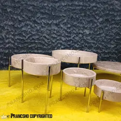 ست ظروف پذیرایی سنگی پایه میخی نقره‌ای سنگ پارادایس نسکافه‌ای