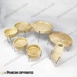 ست ظروف پذیرایی سنگی پایه میخی نقره‌ای سنگ پارادایس نسکافه‌ای