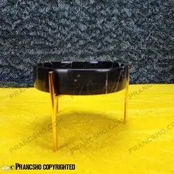 ست ظروف پذیرایی سنگی پایه میخی طلایی سنگ مشکی خط سفید