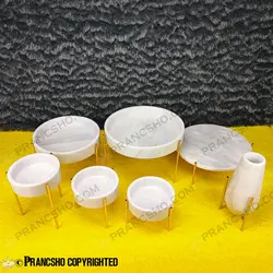 ست ظروف پذیرایی سنگی پایه میخی طلایی سنگ سفید ازنا