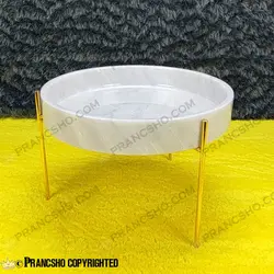 ست ظروف پذیرایی سنگی پایه میخی طلایی سنگ سفید ازنا