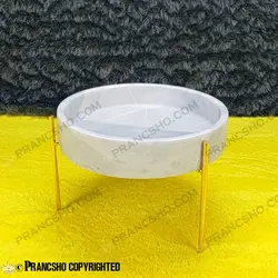 ست ظروف پذیرایی سنگی پایه میخی طلایی سنگ سفید ازنا