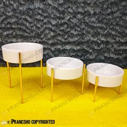 ست ظروف پذیرایی سنگی پایه میخی طلایی سنگ سفید ازنا