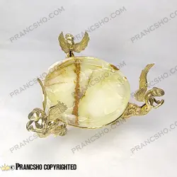 میوه خوری سنگ مرمر نباتی قهوه‌ای با پایه برنجی طرح آنجل