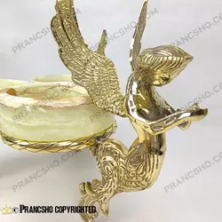 میوه خوری سنگ مرمر نباتی قهوه‌ای با پایه برنجی طرح آنجل