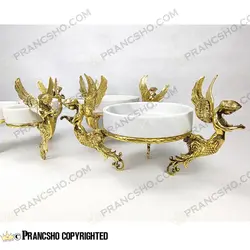 آجیل خوری سنگ سفید ازنا با پایه برنجی طرح آنجل
