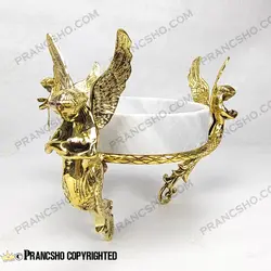 آجیل خوری سنگ سفید ازنا با پایه برنجی طرح آنجل