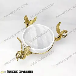 آجیل خوری سنگ سفید ازنا با پایه برنجی طرح آنجل