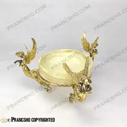 آجیل خوری سنگ مرمر نباتی قهوه‌ای با پایه برنجی طرح آنجل