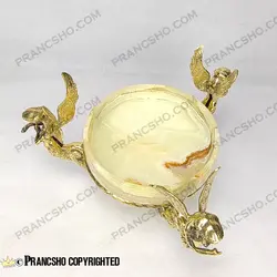 آجیل خوری سنگ مرمر نباتی قهوه‌ای با پایه برنجی طرح آنجل