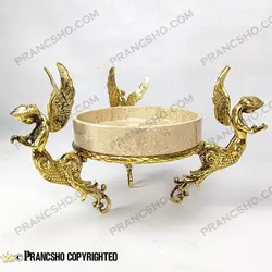 آجیل خوری سنگ پارادایس نسکافه‌ای با پایه برنجی طرح آنجل