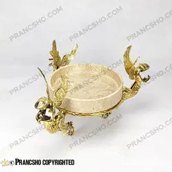 آجیل خوری سنگ پارادایس نسکافه‌ای با پایه برنجی طرح آنجل