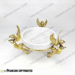 سرویس پذیرایی سنگ سفید ازنا با پایه برنجی طرح آنجل