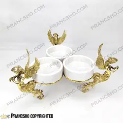 سرویس پذیرایی سنگ سفید ازنا با پایه برنجی طرح آنجل