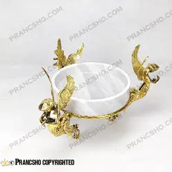سرویس پذیرایی سنگ سفید ازنا با پایه برنجی طرح آنجل