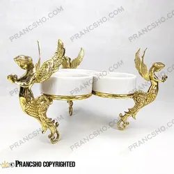 اردور خوری سه خانه سنگ سفید ازنا با پایه برنجی طرح آنجل