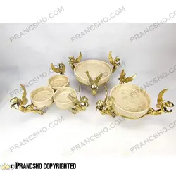 اردور خوری سه خانه سنگ پارادایس نسکافه‌ای با پایه برنجی طرح آنجل