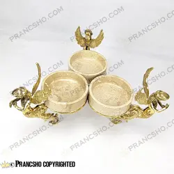 اردور خوری سه خانه سنگ پارادایس نسکافه‌ای با پایه برنجی طرح آنجل