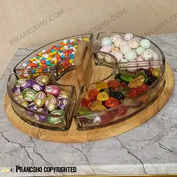 اردور خوری چهار خانه شیشه ای با استند دسته دار چوبی