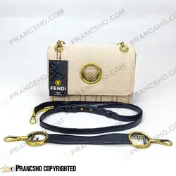 کیف پاسپورتی بزرگ فندی سفید نخی یراق آنتیک HIGH COPY های‌کپی