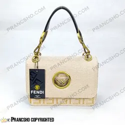 کیف پاسپورتی بزرگ فندی سفید نخی یراق آنتیک HIGH COPY های‌کپی