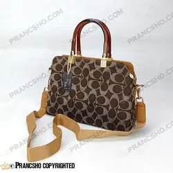 کیف زنانه بزرگ دسته شیشه ای طرح کوچ COACH قهوه‌ای های‌کپی (High Copy)