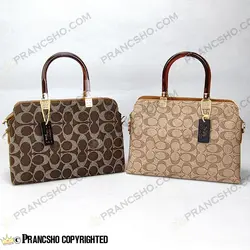 کیف زنانه بزرگ دسته شیشه ای طرح کوچ COACH قهوه‌ای های‌کپی (High Copy)