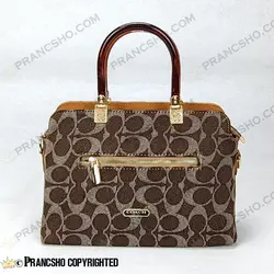 کیف زنانه بزرگ دسته شیشه ای طرح کوچ COACH قهوه‌ای های‌کپی (High Copy)