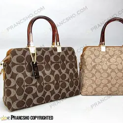 کیف زنانه بزرگ دسته شیشه ای طرح کوچ COACH قهوه‌ای های‌کپی (High Copy)