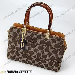 کیف زنانه بزرگ دسته شیشه ای طرح کوچ COACH قهوه‌ای های‌کپی (High Copy)