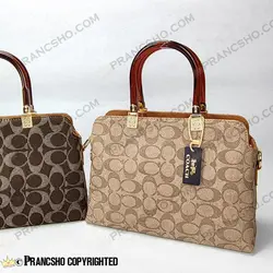 کیف زنانه بزرگ دسته شیشه ای طرح کوچ COACH قهوه‌ای های‌کپی (High Copy)