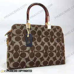 کیف زنانه بزرگ دسته شیشه ای طرح کوچ COACH قهوه‌ای های‌کپی (High Copy)