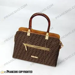 کیف زنانه بزرگ دسته شیشه ای طرح فندی FENDI قهوه‌ای ریز های‌کپی (High Copy)