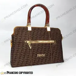 کیف زنانه بزرگ دسته شیشه ای طرح فندی FENDI قهوه‌ای ریز های‌کپی (High Copy)