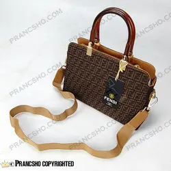 کیف زنانه بزرگ دسته شیشه ای طرح فندی FENDI قهوه‌ای ریز های‌کپی (High Copy)