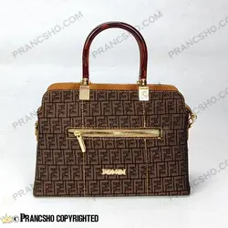 کیف زنانه بزرگ دسته شیشه ای طرح فندی FENDI قهوه‌ای ریز های‌کپی (High Copy)
