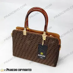 کیف زنانه بزرگ دسته شیشه ای طرح فندی FENDI قهوه‌ای ریز های‌کپی (High Copy)
