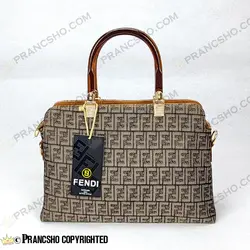 کیف زنانه بزرگ دسته شیشه ای طرح فندی FENDI خاکستری ریز های‌کپی (High Copy)