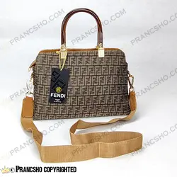 کیف زنانه بزرگ دسته شیشه ای طرح فندی FENDI خاکستری ریز های‌کپی (High Copy)