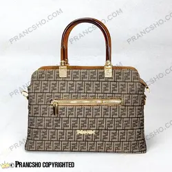 کیف زنانه بزرگ دسته شیشه ای طرح فندی FENDI خاکستری ریز های‌کپی (High Copy)