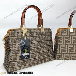 کیف زنانه بزرگ دسته شیشه ای طرح فندی FENDI خاکستری ریز های‌کپی (High Copy)