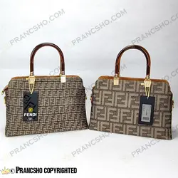کیف زنانه بزرگ دسته شیشه ای طرح فندی FENDI خاکستری ریز های‌کپی (High Copy)