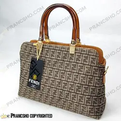 کیف زنانه بزرگ دسته شیشه ای طرح فندی FENDI خاکستری ریز های‌کپی (High Copy)