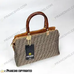 کیف زنانه بزرگ دسته شیشه ای طرح فندی FENDI خاکستری ریز های‌کپی (High Copy)