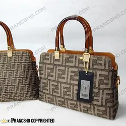 کیف زنانه بزرگ دسته شیشه ای طرح فندی FENDI خاکستری ریز های‌کپی (High Copy)