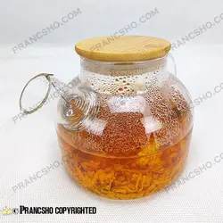 قوری پیرکس شعله مستقیم با در چوبی بامبو حجم 1100