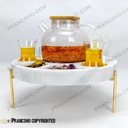 قوری پیرکس شعله مستقیم با در چوبی بامبو حجم 1100